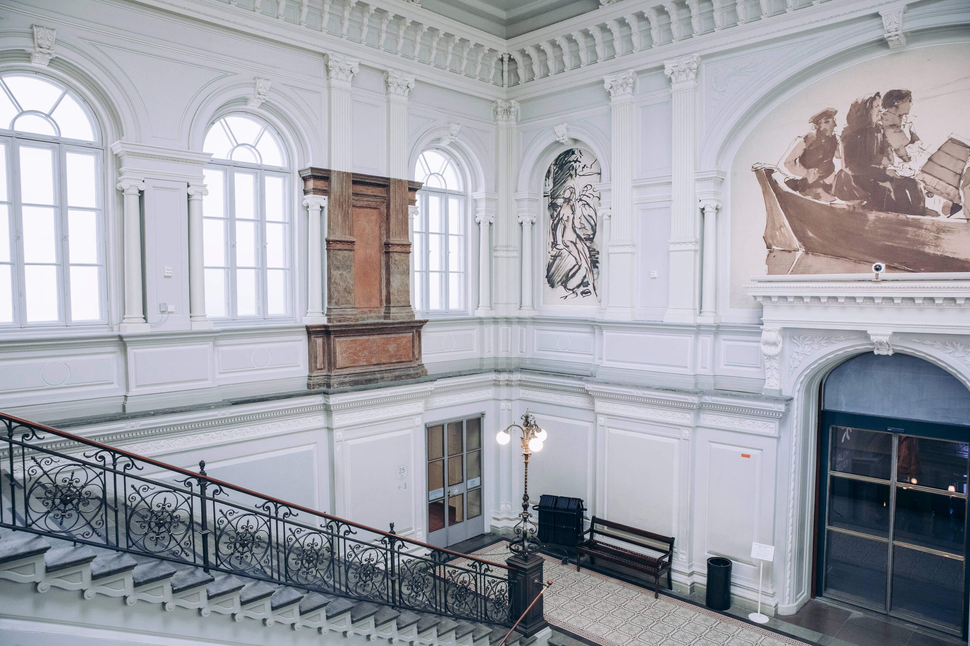 art museum staircase and interior