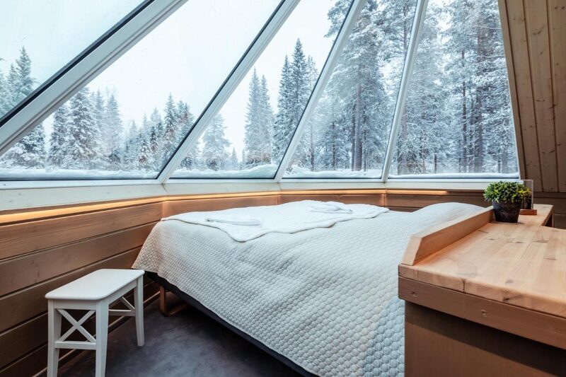 The interior of an igloo hut made for observing the Northern Lights and the night sky