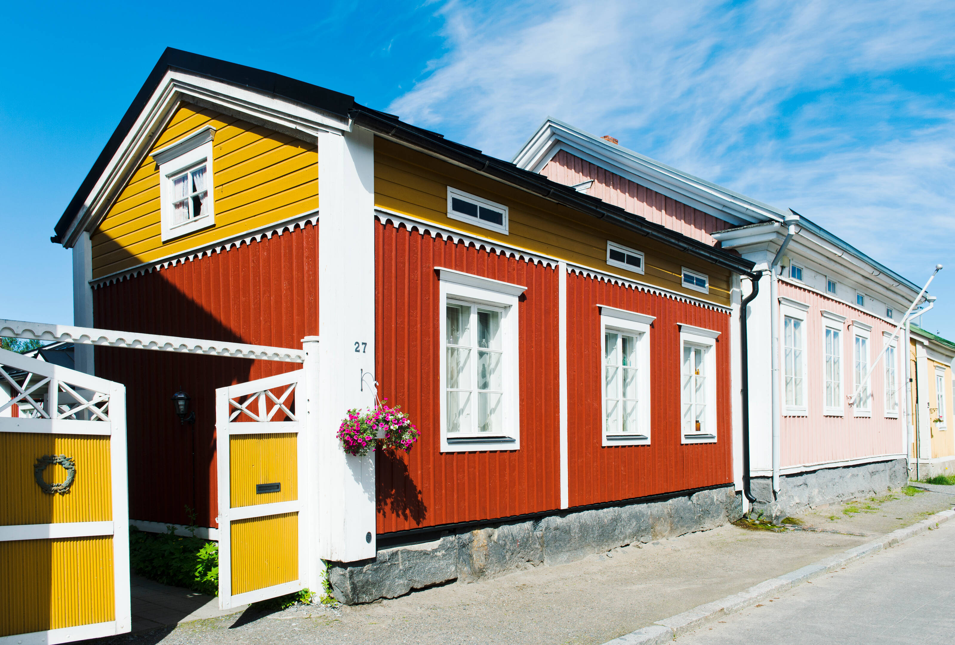 Colourful wooden buildings 