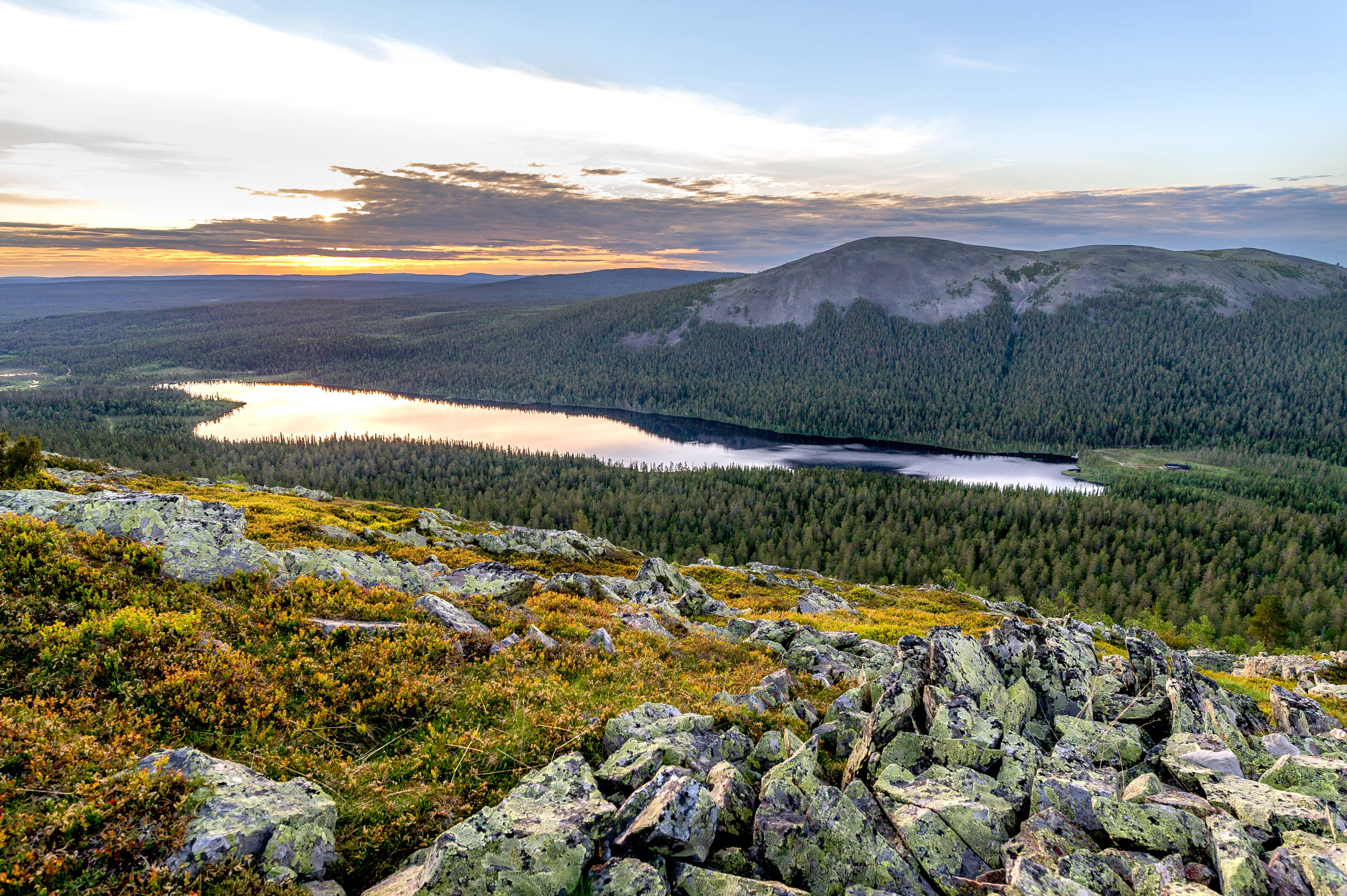 a landscape view of the fell highlands in the Finnish Lapland