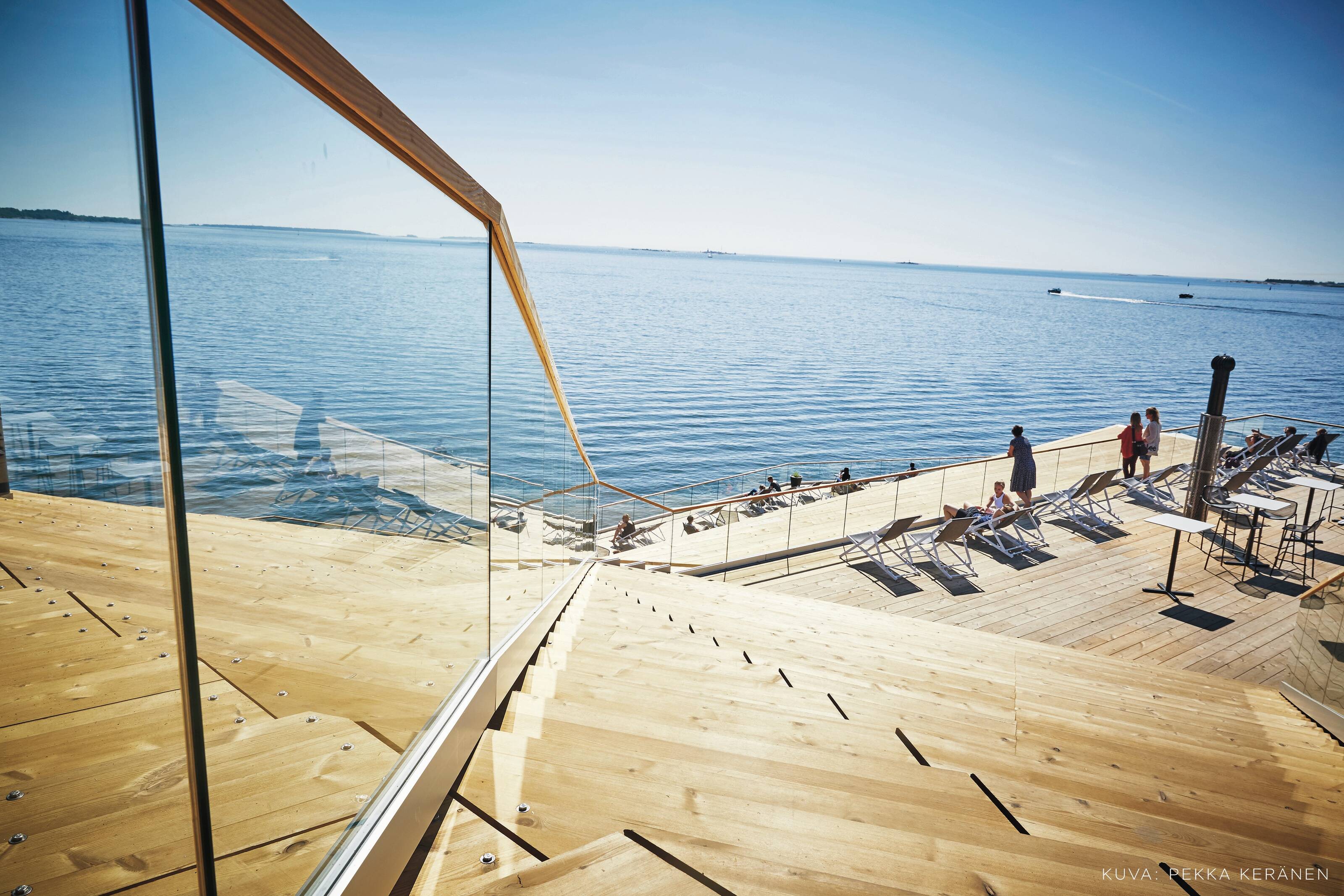 a sea view from the terrace of the large public sauna