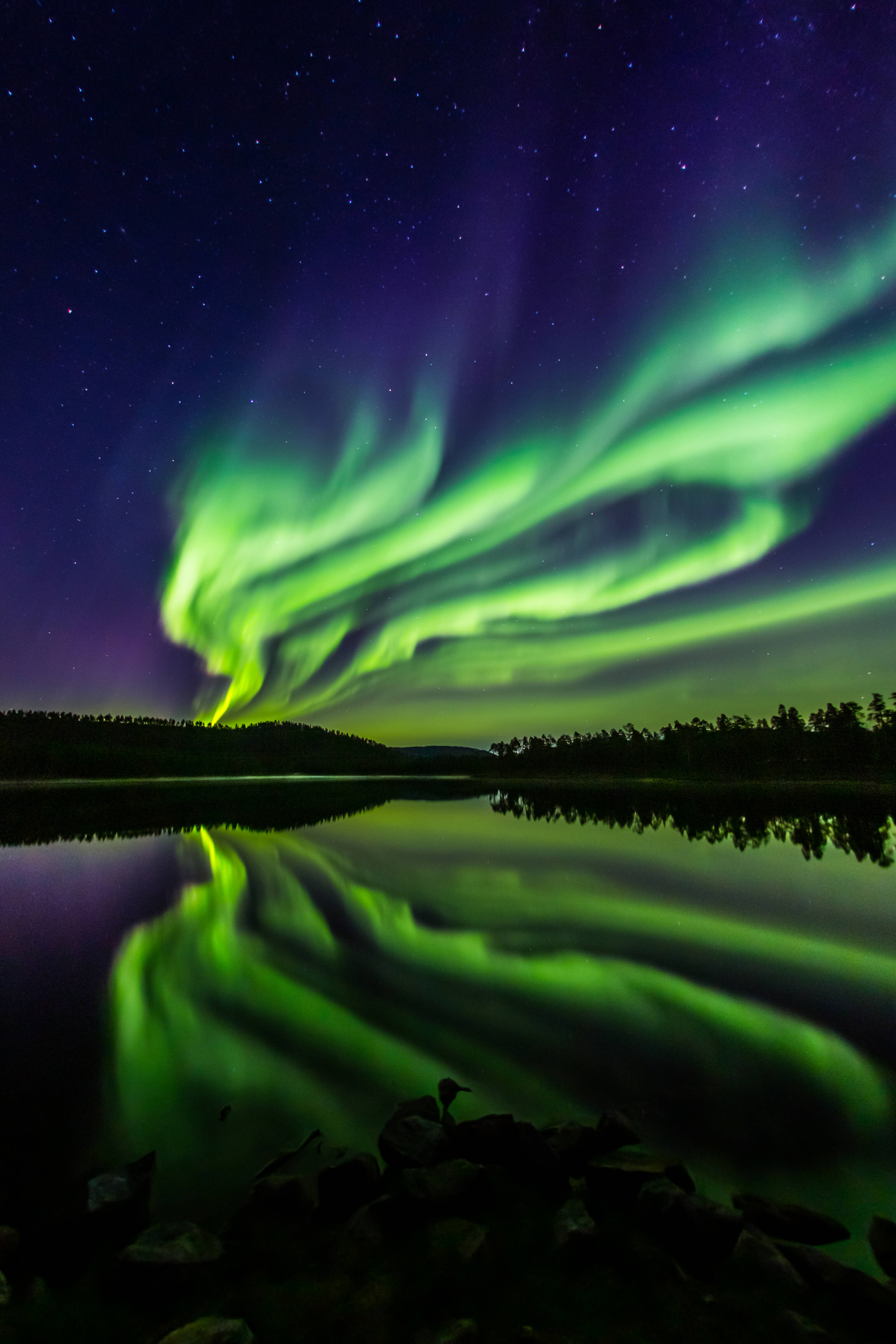 Aurora Borealis above the lake Inarijärvi in Lapland, Finland