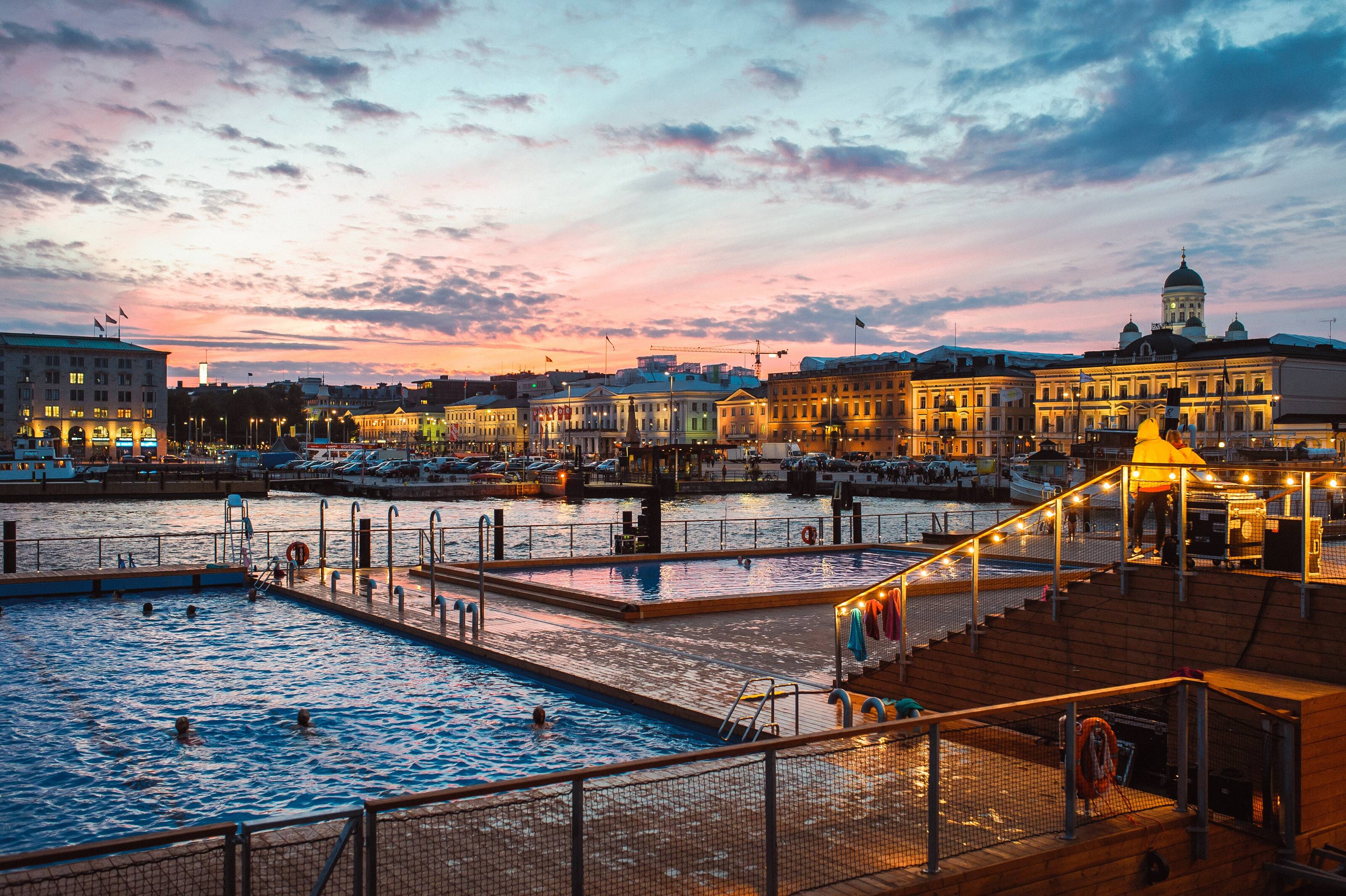An outdoor city swimming pool in Helsinki