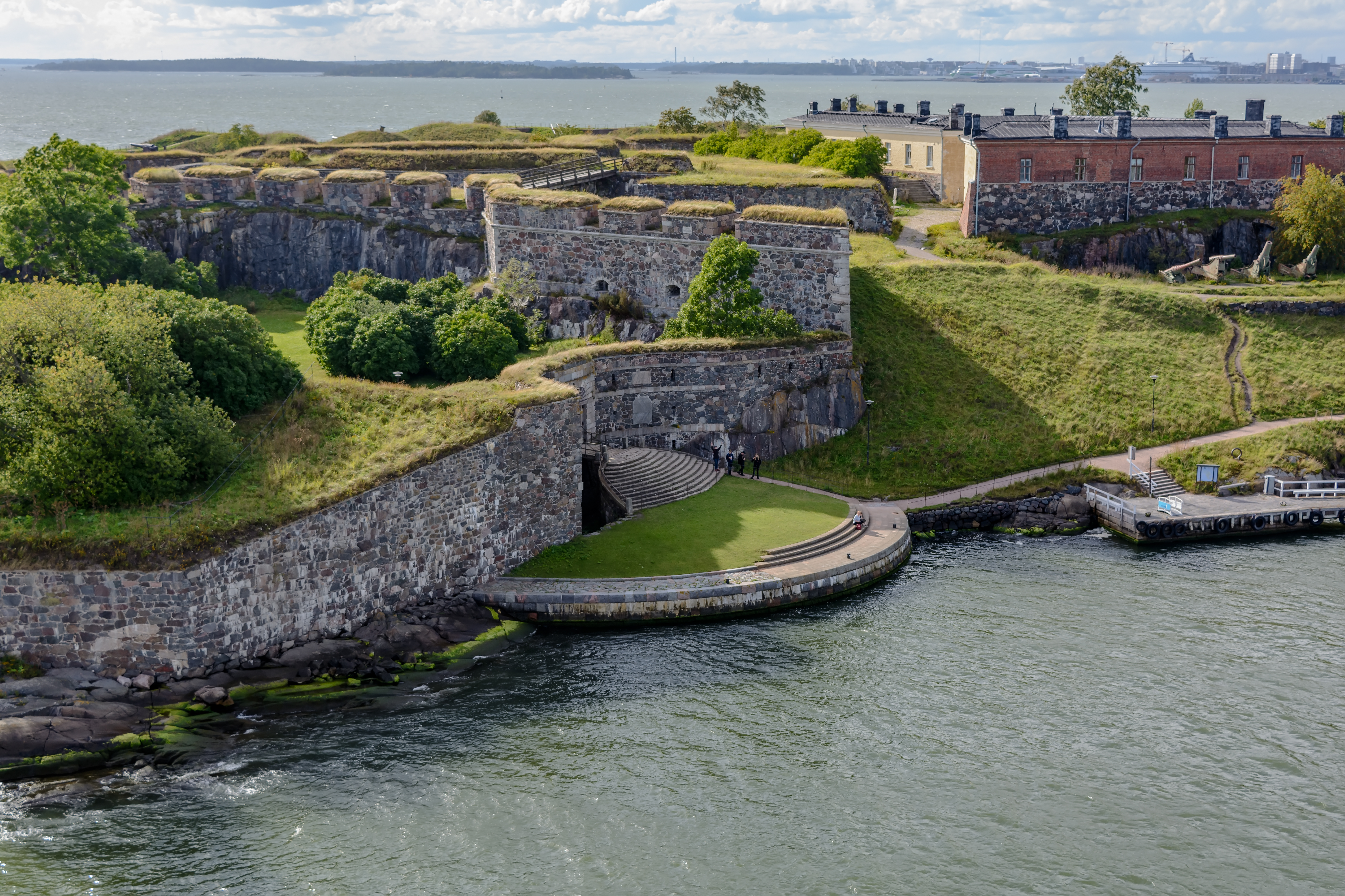 An aerial view of Suomenlinna fortress and the nature