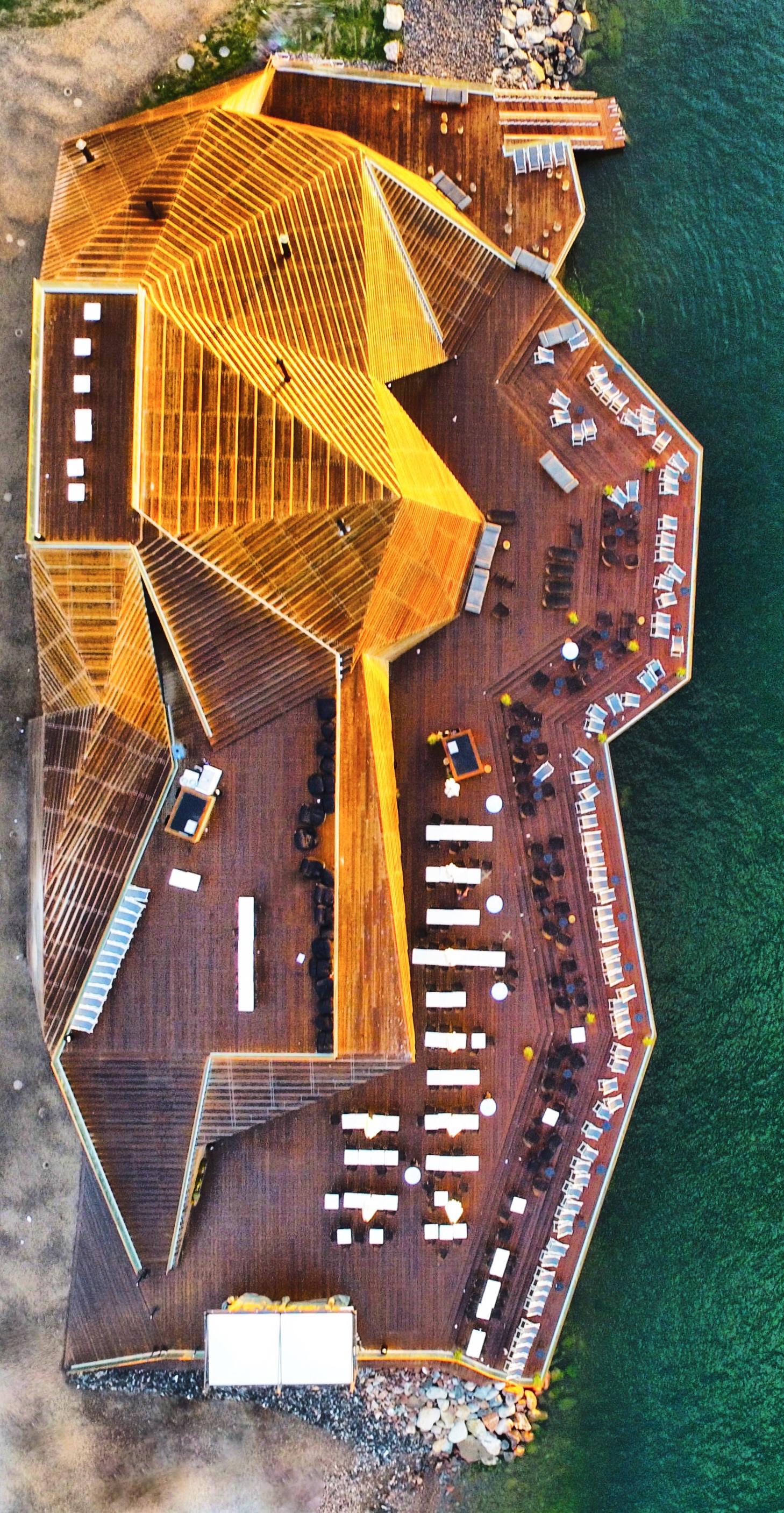 an aerial view of an architecturally significant design sauna in Helsinki